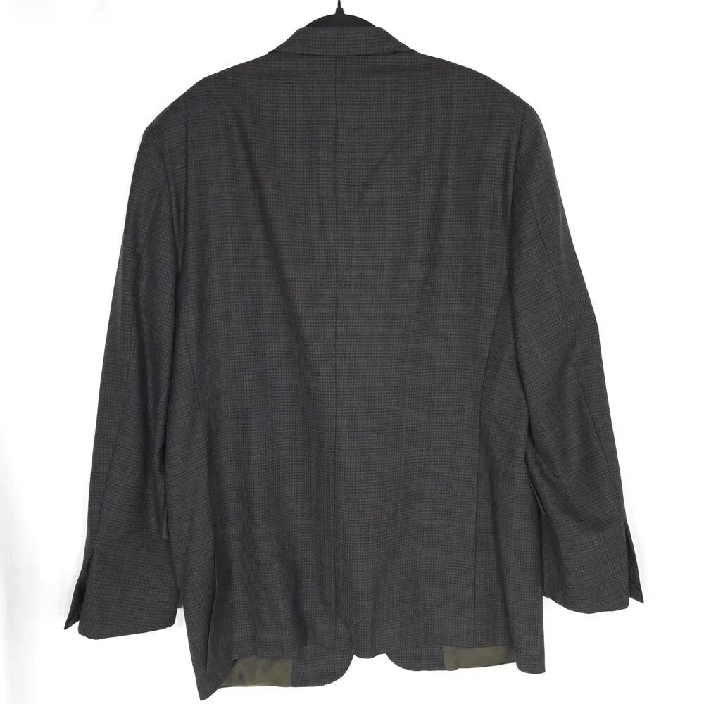 HICKEY FREEMAN Est 1899 USA Wool Blazer Jacket Sport Coat Brown Check 44L Beacon